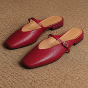 Lisandra Women's Leather Square Toe Mules - Red - Women's Footwear > Mules > Mary Jane Mules - Michael Verde - Image 4