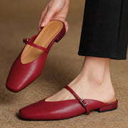Lisandra Women's Leather Square Toe Mules - Red - Women's Shoes - Michael Verde - Image 2