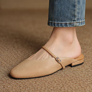 Lisandra Women's Leather Square Toe Mules - Apricot - Women's Footwear > Mules > Mary Jane Mules - Michael Verde - Image 1