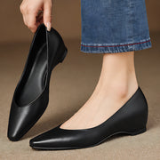Lorena Women's Leather Almond-Toe Flats - Black - Women's Shoes - Michael Verde - Image 2