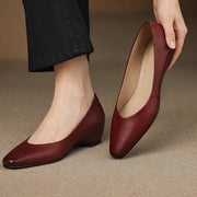 Lorena Women's Leather Almond-Toe Flats - Red - Women's Shoes - Michael Verde - Image 2