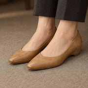 Lorena Women's Leather Almond-Toe Flats - Apricot - Shoes - Michael Verde - Image 3