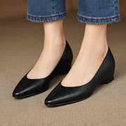 Lorena Women's Leather Almond-Toe Flats - Black - Shoes - Michael Verde - Image 3
