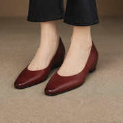 Lorena Women's Leather Almond-Toe Flats - Red - Shoes - Michael Verde - Image 3