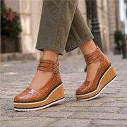 Maddison Croc Leather Platforms - Rich Brown - Shoes - Michael Verde - Image 1