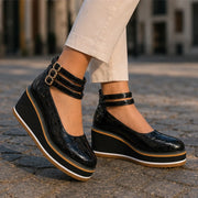Maddison Croc Leather Platforms - Deep Black - Shoes - Michael Verde - Image 1