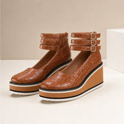 Maddison Croc Leather Platforms - Rich Brown - women's platforms - Michael Verde - Image 2