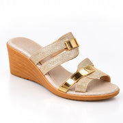 Madeleine Women's Cushioned Glitter Slide Sandals - Champagne Dust - Women's Footwear > Sandals > Wedge Slide Sandals - Michael Verde - Image 1