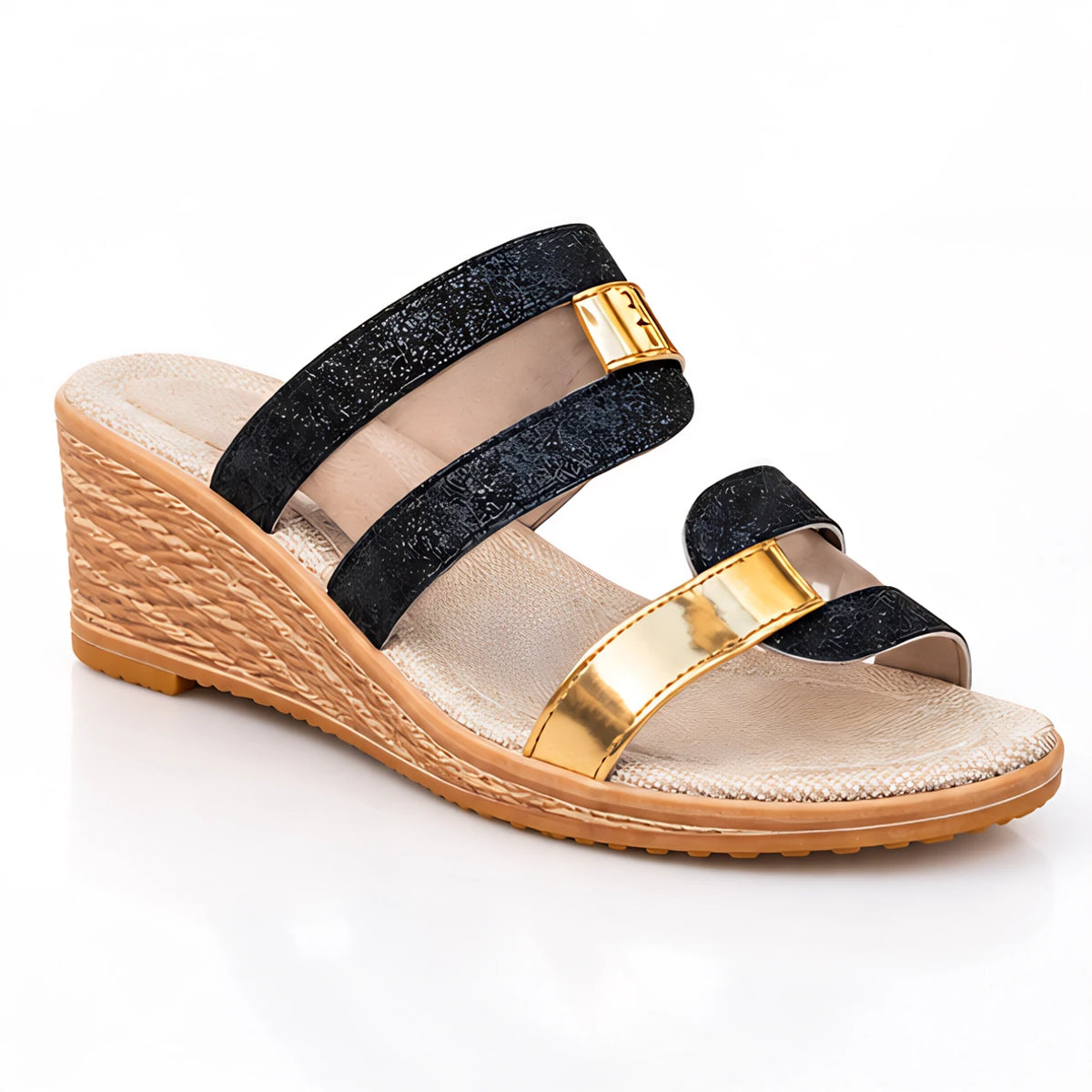 Madeleine Women's Cushioned Glitter Slide Sandals - Midnight Gleam - Women's Footwear > Sandals > Wedge Slide Sandals - Michael Verde - Image 1