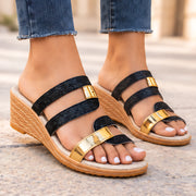 Madeleine Women's Cushioned Glitter Slide Sandals - Midnight Gleam - #MonroeSlides - Michael Verde - Image 3