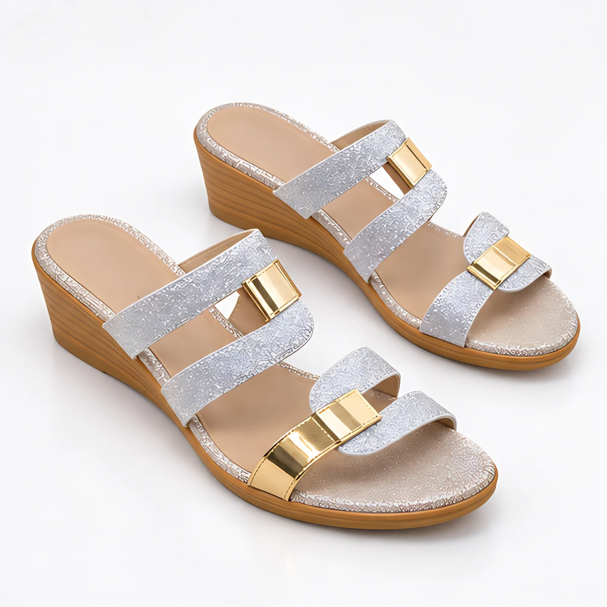 Madeleine Women's Cushioned Glitter Slide Sandals - Silver Veil - #EverydayElevated - Michael Verde - Image 2