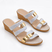 Madeleine Women's Cushioned Glitter Slide Sandals - Silver Veil - #EverydayElevated - Michael Verde - Image 2