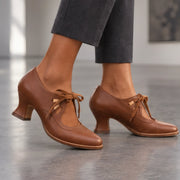 Marguerite Women's Polished Leather Almond-Toe Pumps - Brown - women's footwear - Michael Verde - Image 4