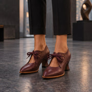 Marguerite Women's Polished Leather Almond-Toe Pumps - Red - Women's Footwear > Heels > Lace-Up Pumps - Michael Verde - Image 1