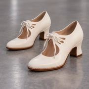 Marguerite Women's Polished Leather Almond-Toe Pumps - White - women's heels - Michael Verde - Image 5