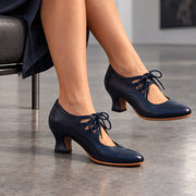 Marguerite Women's Polished Leather Almond-Toe Pumps - Blue - women's footwear - Michael Verde - Image 4