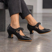 Marguerite Women's Polished Leather Almond-Toe Pumps - Black - women's footwear - Michael Verde - Image 4