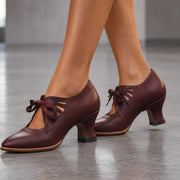 Marguerite Women's Polished Leather Almond-Toe Pumps - Red - women's footwear - Michael Verde - Image 4