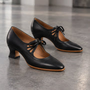 Marguerite Women's Polished Leather Almond-Toe Pumps - Black - women's heels - Michael Verde - Image 5