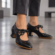 Marguerite Women's Polished Leather Almond-Toe Pumps - Black - female - Michael Verde - Image 3