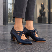Marguerite Women's Polished Leather Almond-Toe Pumps - Blue - Women's Footwear > Heels > Lace-Up Pumps - Michael Verde - Image 1