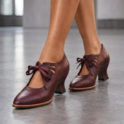 Marguerite Women's Polished Leather Almond-Toe Pumps - Red - female - Michael Verde - Image 3