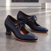 Marguerite Women's Polished Leather Almond-Toe Pumps - Blue - women's heels - Michael Verde - Image 5