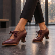 Marguerite Women's Polished Leather Almond-Toe Pumps - Red - Women's Footwear > Heels > Lace-Up Pumps - Michael Verde - Image 2