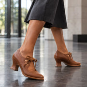 Marguerite Women's Polished Leather Almond-Toe Pumps - Brown - Women's Footwear > Heels > Lace-Up Pumps - Michael Verde - Image 2