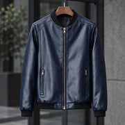 Marius Men's Rib-Trim Leather Bomber Jacket - Blue - male - Michael Verde - Image 3