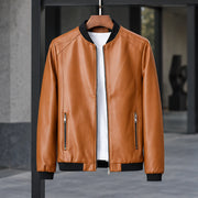 Marius Men's Rib-Trim Leather Bomber Jacket - Brown - male - Michael Verde - Image 3