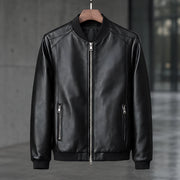 Marius Men's Rib-Trim Leather Bomber Jacket - Black - male - Michael Verde - Image 3