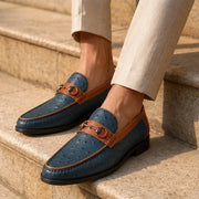 Marlow Leather Loafers - Blue - men's loafers - Michael Verde - Image 2