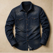 Marston Tailored Denim Shirt - Navy - denim shirt - Michael Verde - Image 3