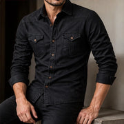 Marston Tailored Denim Shirt - Black - men's shirt - Michael Verde - Image 2