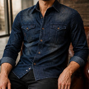 Marston Tailored Denim Shirt - Navy - Shirt - Michael Verde - Image 1