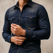 Marston Tailored Denim Shirt - Navy - men's shirt - Michael Verde - Image 2