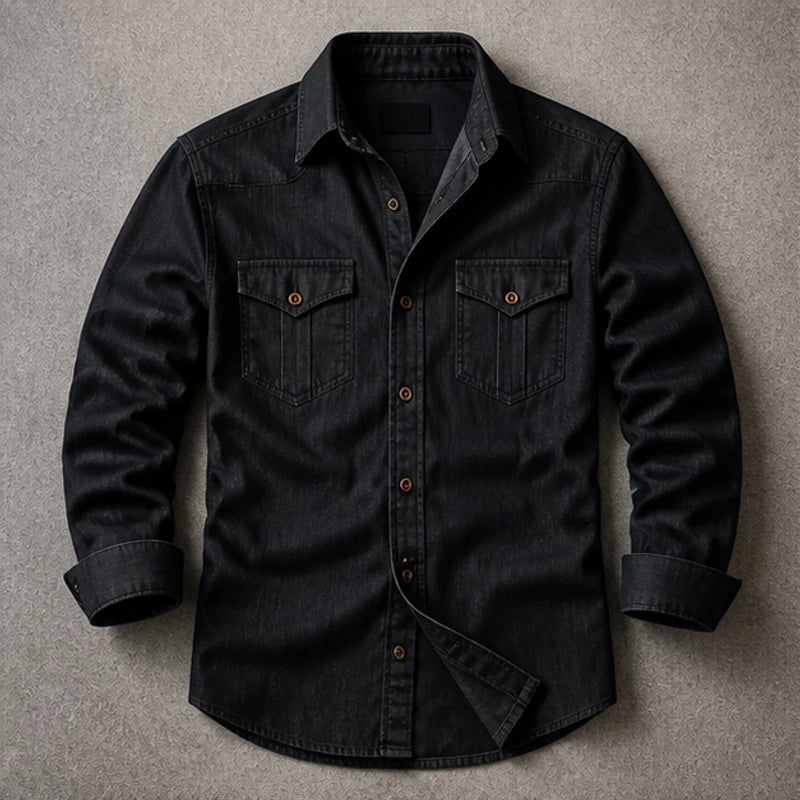Marston Tailored Denim Shirt - Black - denim shirt - Michael Verde - Image 3