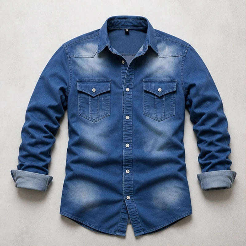 Marston Tailored Denim Shirt - Blue - denim shirt - Michael Verde - Image 3