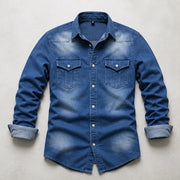 Marston Tailored Denim Shirt - Blue - denim shirt - Michael Verde - Image 3