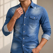 Marston Tailored Denim Shirt - Blue - Shirt - Michael Verde - Image 1