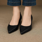 Marvelle Women's Leather Low-Wedge Slip-On Flats - Black - Women's Flats - Michael Verde - Image 3