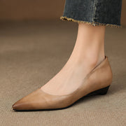 Marvelle Women's Leather Low-Wedge Slip-On Flats - Apricot - Women's Footwear > Flats > Pointed-Toe Wedge Flats - Michael Verde - Image 1