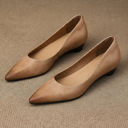 Marvelle Women's Leather Low-Wedge Slip-On Flats - Apricot - female - Michael Verde - Image 4