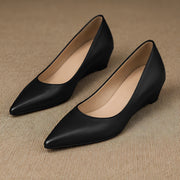 Marvelle Women's Leather Low-Wedge Slip-On Flats - Black - female - Michael Verde - Image 4
