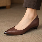 Marvelle Women's Leather Low-Wedge Slip-On Flats - Brown - Women's Footwear > Flats > Pointed-Toe Wedge Flats - Michael Verde - Image 1