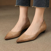 Marvelle Women's Leather Low-Wedge Slip-On Flats - Apricot - Women's Flats - Michael Verde - Image 3