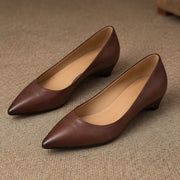 Marvelle Women's Leather Low-Wedge Slip-On Flats - Brown - female - Michael Verde - Image 4