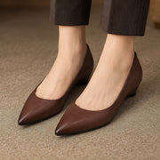 Marvelle Women's Leather Low-Wedge Slip-On Flats - Brown - Women's Flats - Michael Verde - Image 3