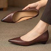 Marvelle Women's Leather Low-Wedge Slip-On Flats - Brown - Women's Shoes - Michael Verde - Image 2